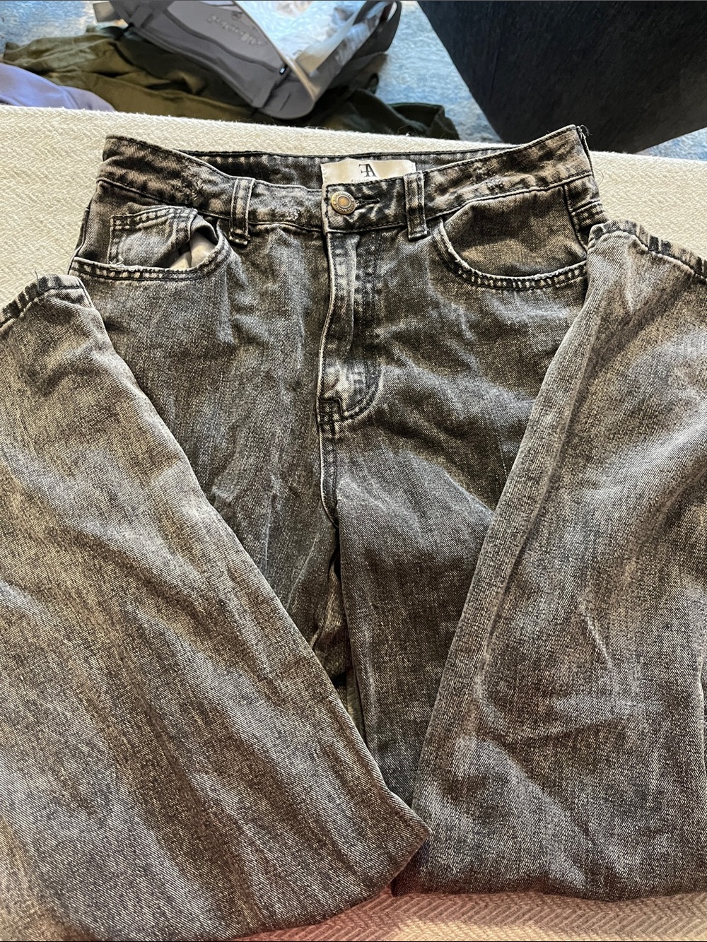 Angel Relaxed Fit Washed Black Denim Jeans
